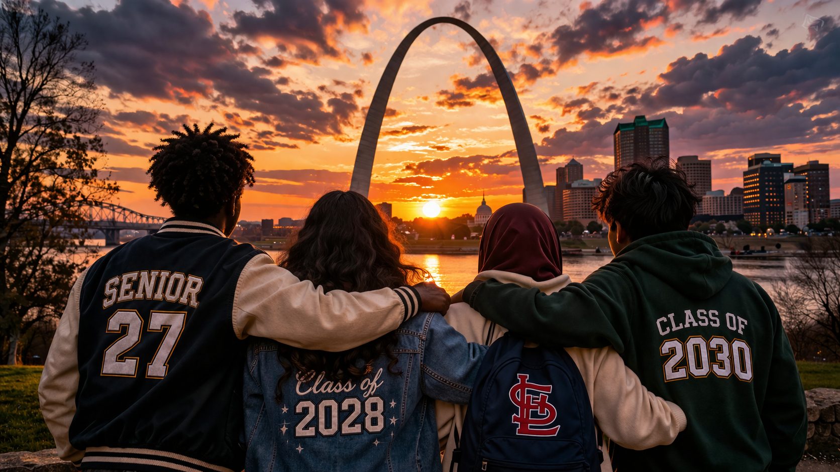 Aspirations at sunset by the St. Louis Arch
